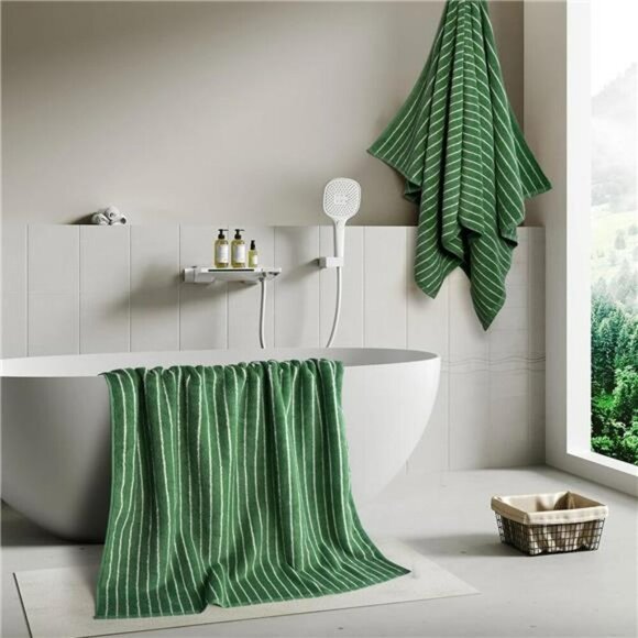 Quick Dry Cotton Bath Towels Set of 2 Soft Large Spa Shower Pool Travel Towels - Picture 4 of 8